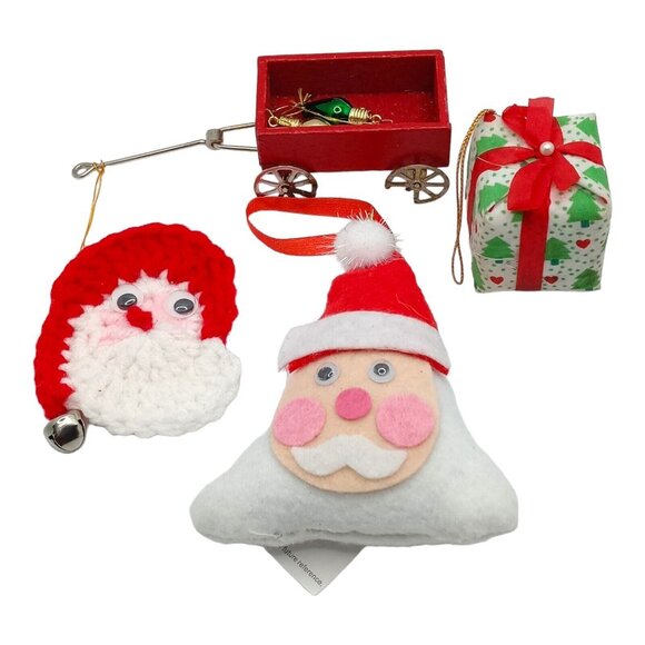 Christmas Ornaments Lot of 4 Various Holiday Season Decor Gift Topper Vintage - Picture 4 of 4